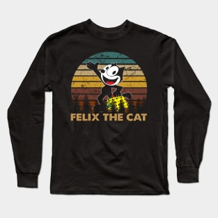 full face the cat walking art vintage retro Long Sleeve T-Shirt